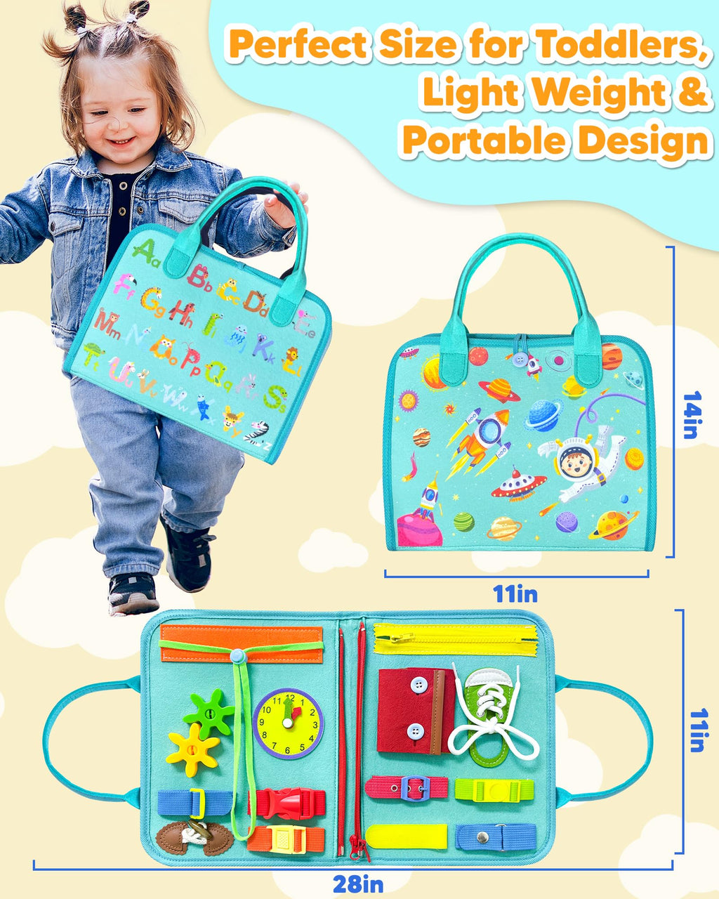 Exorany Busy Board Montessori Toys for Toddler Boy Girl Birthday Gifts, Busy Book Sensory Learning Toys for Toddlers, Toddler Airplane Car Travel Toy Educational Activities