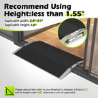 Nuvium 27.6"L×1.6"H Bridge Threshold Ramps for Doorways, Fits 2.8–5.1" Wide Thresholds with Adjustable Support Bars, Non-Slip Aluminum Wheelchair Ramps for Home Steps, Sliding Door Ramp for Wheelchair