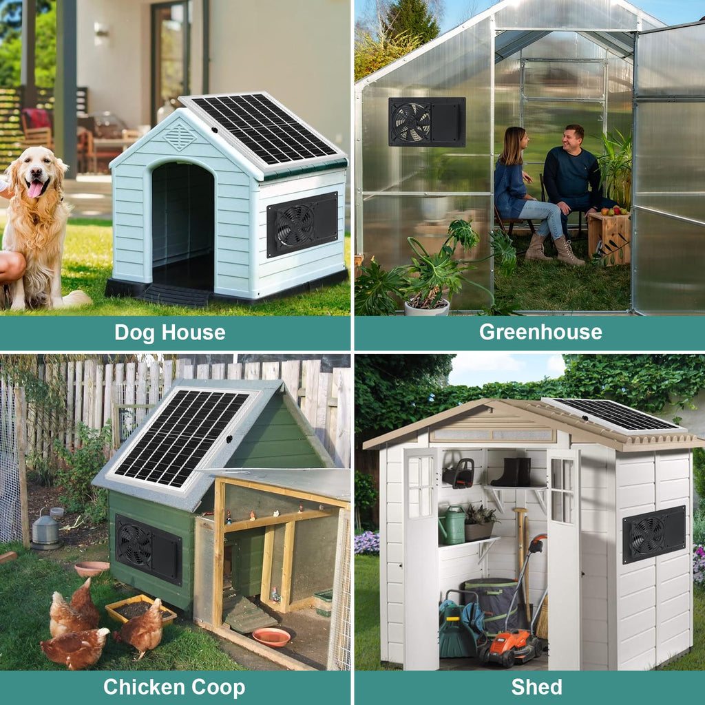 Solar Powered Fan with Battery Run Day/Night,15W Solar Fan for Chicken Coop
