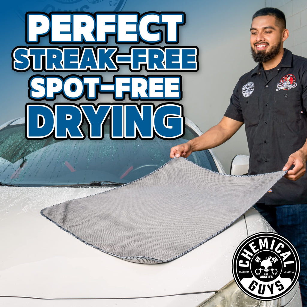 Chemical Guys Waffle Weave Gray Matter Microfiber Drying Towel 2 Pack, Huge Car Drying Towels for Faster Coverage on Paint, Glass, Wheels, and Trim, Streak Free Drying for Cars, Trucks, and SUVs