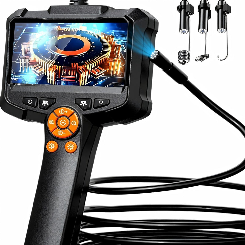 Daxiongmao 1080P HD Borescope Camera, IP67 Waterproof Endoscope with 8 Adjustable LED Lights, 16.5ft Semi-Rigid Snake Camera for Automotive Engine, Wall, Vent, Pipe Inspection, Men's Tool
