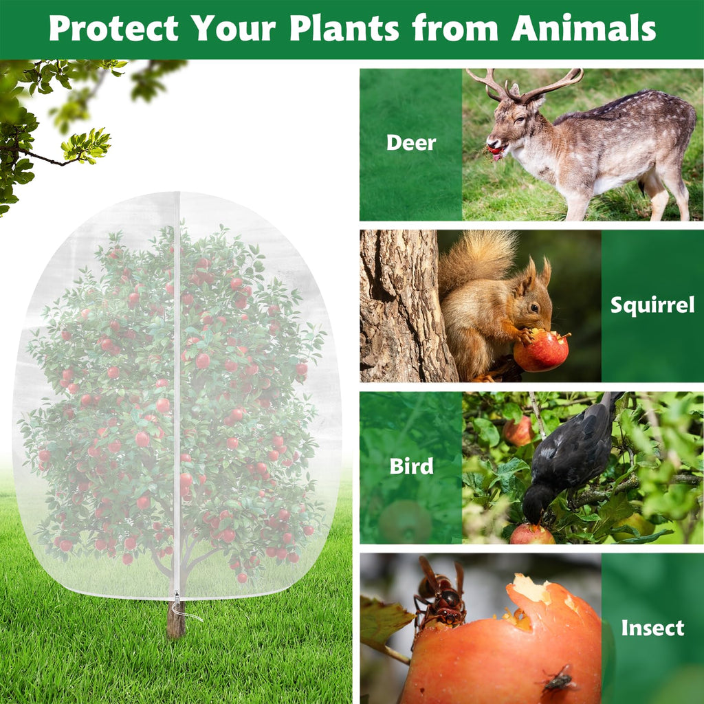 Evoio Bird Netting for Garden Plant Fruit Tree Protection Large Blueberry Bushes Netting Covers Bags with Zipper, 4 x 5 ft Shrubs Bush Tomato Strawberry Berry Barrier Mesh Cover Net Protector