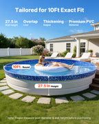 VEVOR 10 ft Round Stock Tank Pool Liner, Overlap Swimming Pool Liner for 27.5 in Wall Height, Extra Thick Heavy Gauge Vinyl, Easy Install with Leak-Proof Patches, Designed for Steel Sided Above-Ground