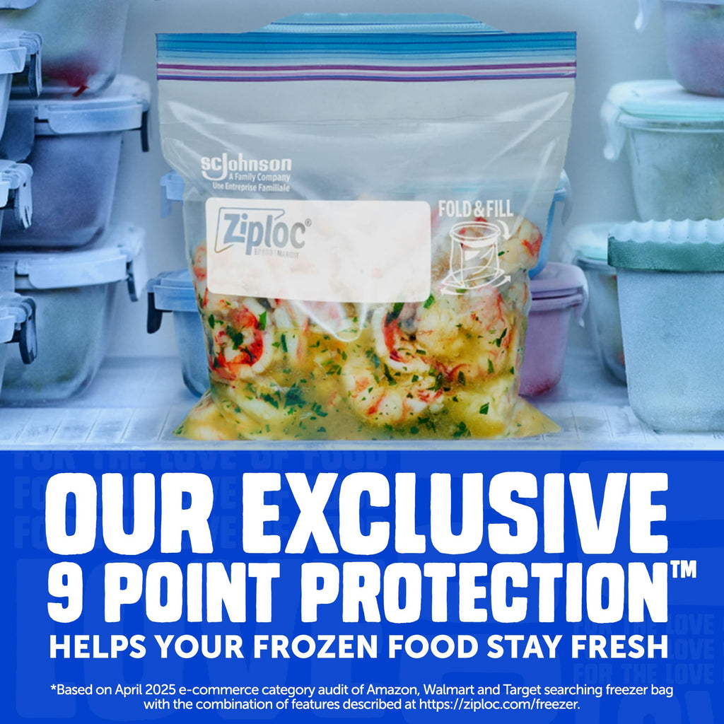 Ziploc Gallon Food Storage Freezer Bags, Stay Open Design with Stand-Up Bottom, Easy to Fill, 120 Bags Total