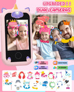 Joozfee Kids Smart Phone for Girls Unicorn Toys with 8G Memory Card,Pink
