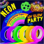 D-Xam 6-Pack Neon Gaffer Tape - 0.6 or 1 inch UV Blacklight Reactive Glow in The Dark Tape, Best for Parties, Dance Floors, Theaters & DIY Projects - 6 Vibrant Colors (1 inch x 15 feet)