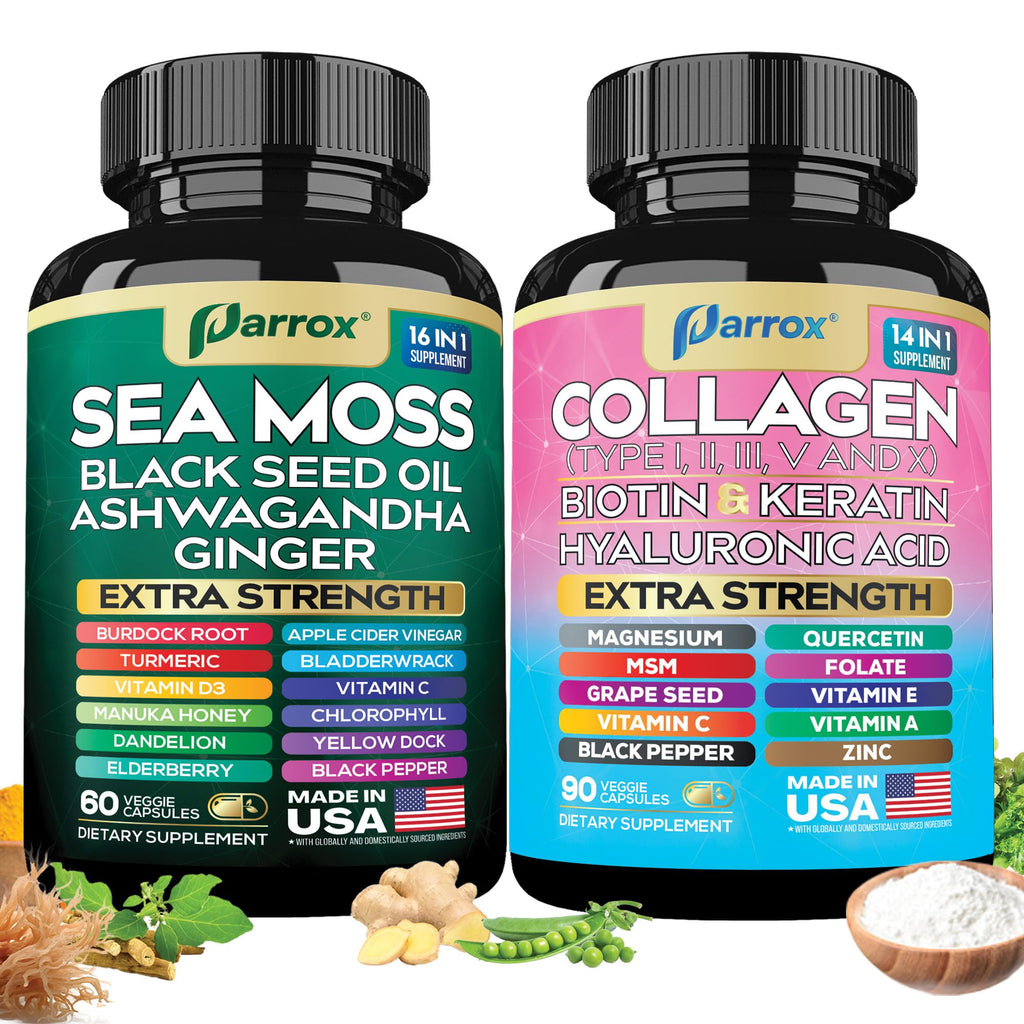 Sea Moss & Collagen Support Bundle, Black Seed Oil, Radiant Wellness Set
