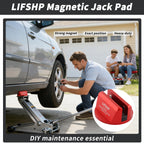 LIFSHP Universal Aluminum Grooved Magnetic Jack Pad, Jacking Puck Pinch Weld Frame Rail Adapter, for Car SUV Truck Pickup Sedan MPV Wagon, Change Tire Repair Tires Oil Change Must Have-Red