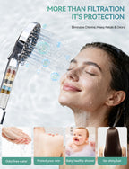 Magichome Filtered Shower Head with Handheld, High Pressure 10-Spd Detachable Chrome Showerhead with Stainless Hose, Water Softener Filter Beads for Hard Water - Remove Chlorine, Reduce Dry Itchy Skin