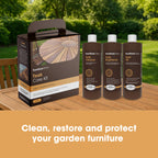 Furniture Clinic Teak Care Kit | For Teak Outdoor Wood Patio Furniture | Clean, Brighten, Nourish, and Protect Treated and Untreated Wood | Contains Cleaner, Brightener, & Oil