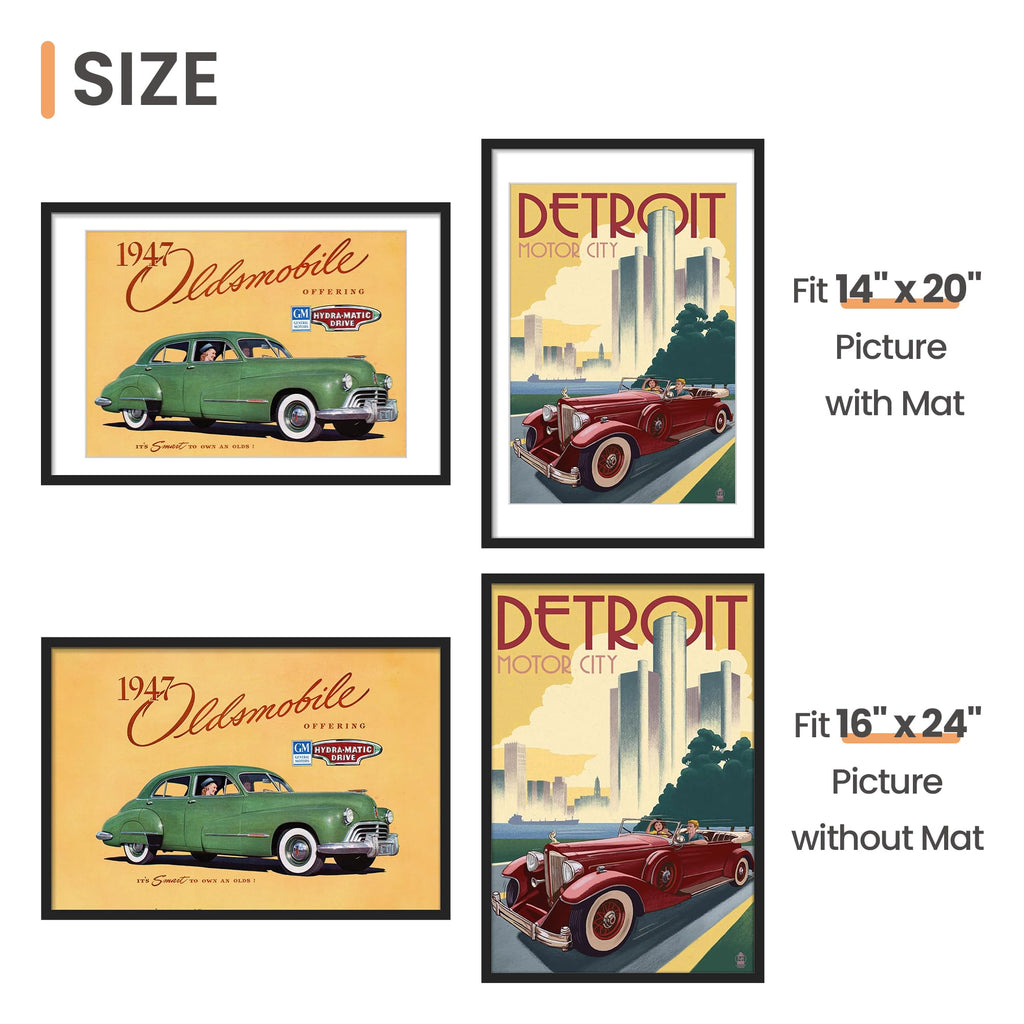 upsimples 16x24 Picture Frame, Wall Decor Poster Frames, Black 1 Pack