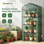 NEWBULIG 27"x19"x63" Mini Greenhouse, with Durable Zipper Door 4 Tier