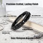 Enjoy Risingsun Bible Verse Christian Bracelet for Men, Adjustable Braided Black Leather Cross Jewelry, Inspirational Religious Faith Gifts for Men, Dad, Son, Husband (Joshua 1:9)