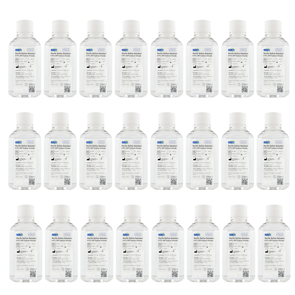 UFC Bio 0.9% Normal Saline Solution - Sterile USP Sodium Chloride - Made in USA - 500 mL - (24 Pack - 12000 mL Total)