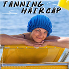 Vinsatin 4 Pcs UV Protection Tanning Face Cover Bonnet Cap Set Tanning Mask and Hair Cap Protective Bonnet for Women(Nonwoven Fabric,Black, Blue)