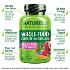 NATURELO Whole Food Multivitamin for Women 50+ (Iron Free) with Vitamins, Minerals, & Organic Extracts - Supplement for Post Menopausal Women Over 50 - No GMO - 120 Vegan Capsules