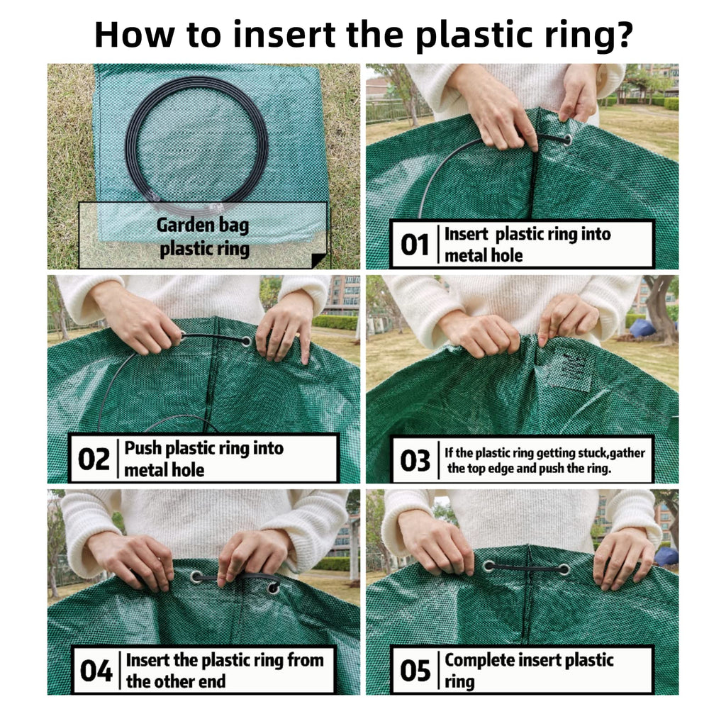 Pilntons 3 Pack 137 Gallons Reusable Yard Waste Bags with Double Bottom