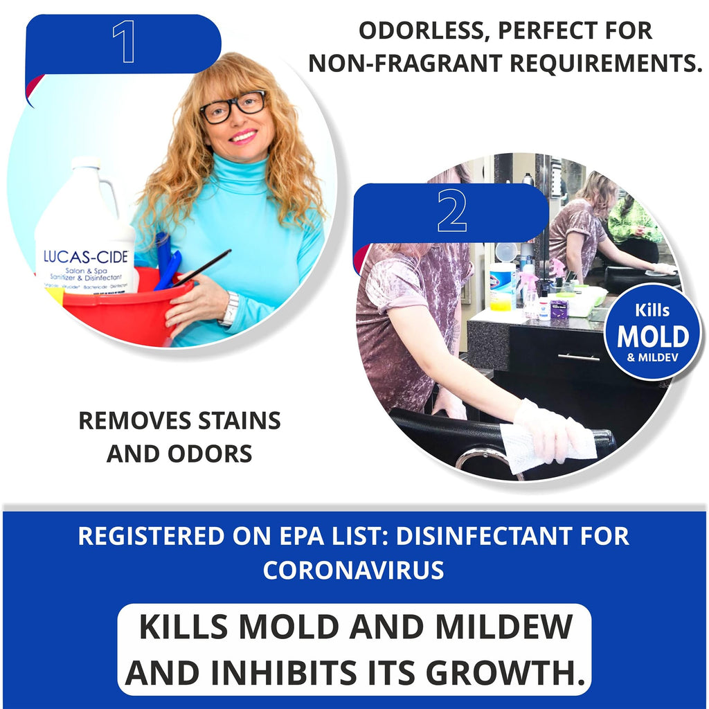 LUCAS-CIDE Salon and Spa Disinfectant Multipurpose Surface Sanitizer, Hospital Grade, EPA Disinfectant Cleaning Supplies Solution 128 Fl Oz - Blue