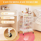 SUNALLY Rolling Makeup Cart with Drawers, Rolling Vanity Nail Cart, White