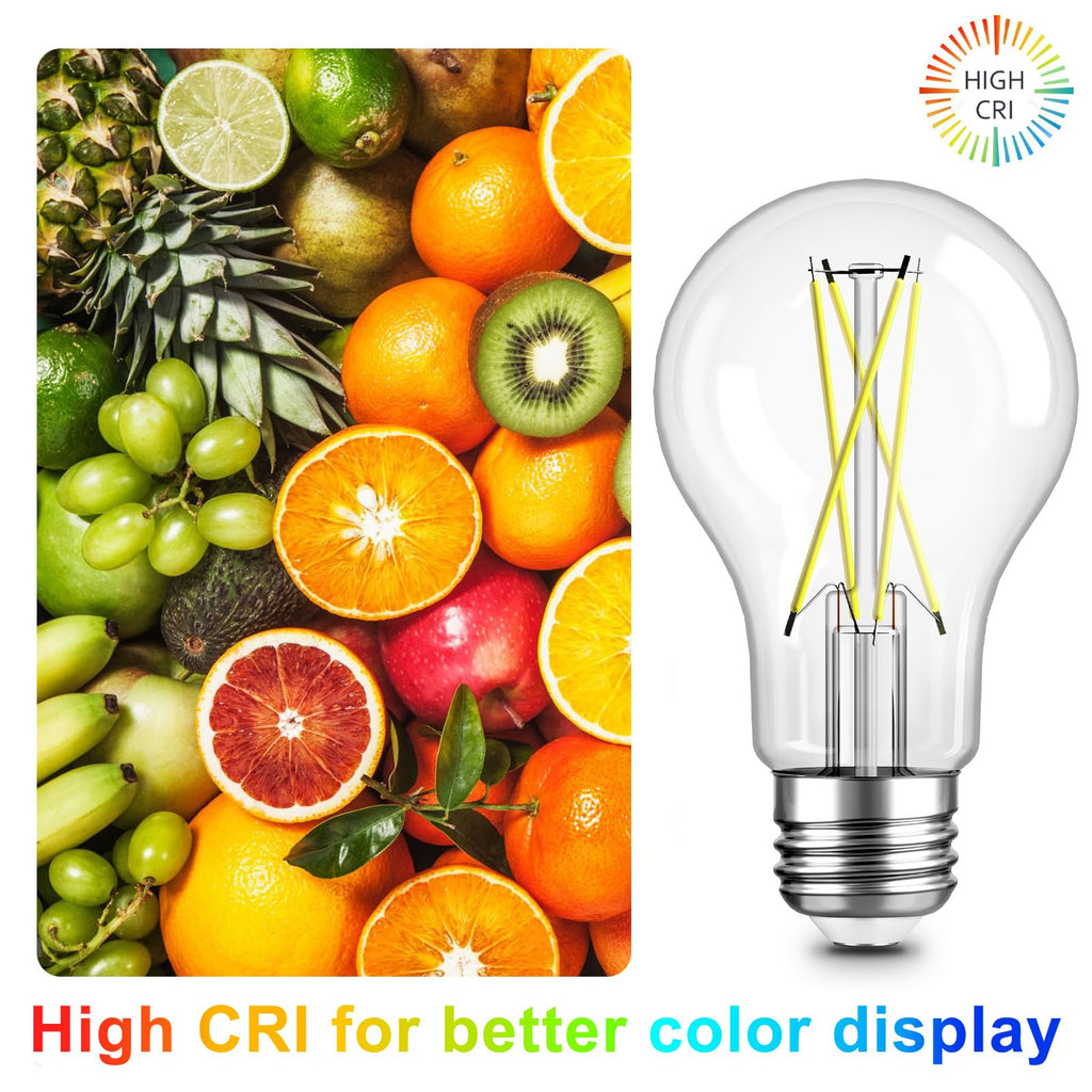 TJOY 6 Pack A19 Vintage LED Edison Bulbs, Dimmable Light Bulb 60W Equivalent, High Brightness 5000K Daylight, Ultra-Bright, 8W E26 Standard Base, 800Lumens, CRI80+, Clear Glass Filament Bulb for Home