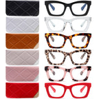 FSRTEP Oprah Style Readers for Women - 6 Pack Stylis Style Reading Glasses with Blue Light Blocking and Spring Hinge +1.5