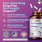 biophix B-3 Nicotinamide 500 mg 180 Caps 2 Pack - Nicotinic Amide Niacin Natural Flush-Free Vitamin Formula - Supports Skin Cell Health