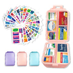 Pill Organizer with Medicine Labels 146 Labels Travel Daily Pill Container Mini Medication Organizer Storage Travel Essentials Pill Case 7 Day Pill Organizer (Blue+Pink+Purple, 3 Packs (Large))