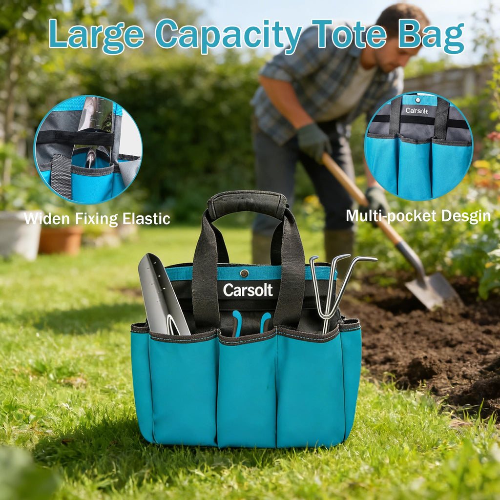 Gardening Tools, Carsolt 10 Piece Heavy Duty Stainless Steel Garden Tools Set with Ergonomic Rubber Handle. Variety of Gardening Hand Tools with Gift Box Ideal Garden Gifts for Women