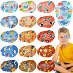 75 Pcs Adhesive Eye Patches for Kids Boys, 15 Cute Styles, 3 x 2 Inch Latex Free Breathable Cotton Adhesive Eye Patch for Amblyopia Lazy Eye, Light Blocking Disposable Eye Pad for Toddler Boys