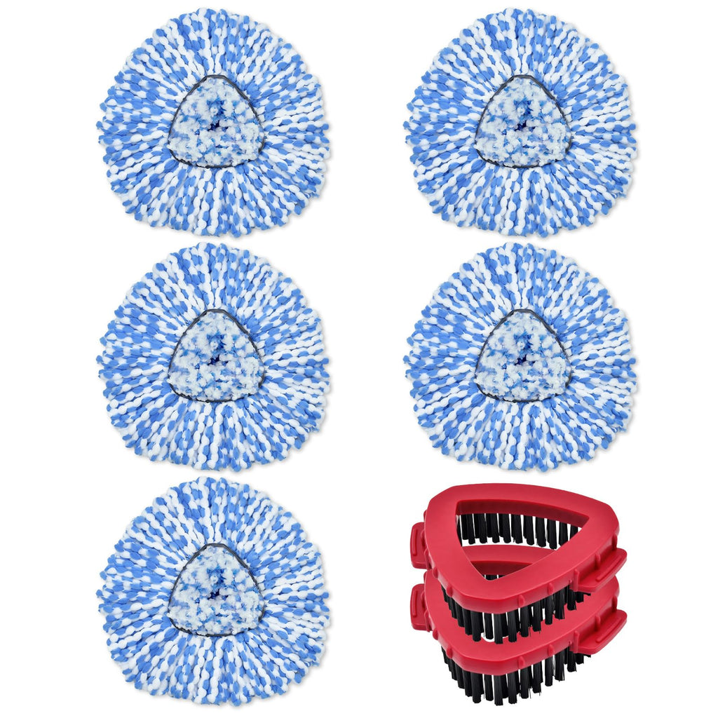 Mop Heads Replacements for Ocedar, 5 Pack Mop Replace Head for Ocedar RinseClean 2-Tank System, Spin Mop Replacement Head with 2 Scrubber Mop Head, Microfiber Mop Refills Deep Cleaning