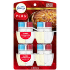 Febreze Plug-In Air Freshener, Odor-Fighting Scented Oil Refill for Home, Bathroom & Kitchen, Holiday Baked Cinnamon Apples Scent, 0.87 oz Refills, 4 Count