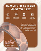 Fashtour 100% Pure Copper Rings, Two Pack Handmade Adjustable Rings