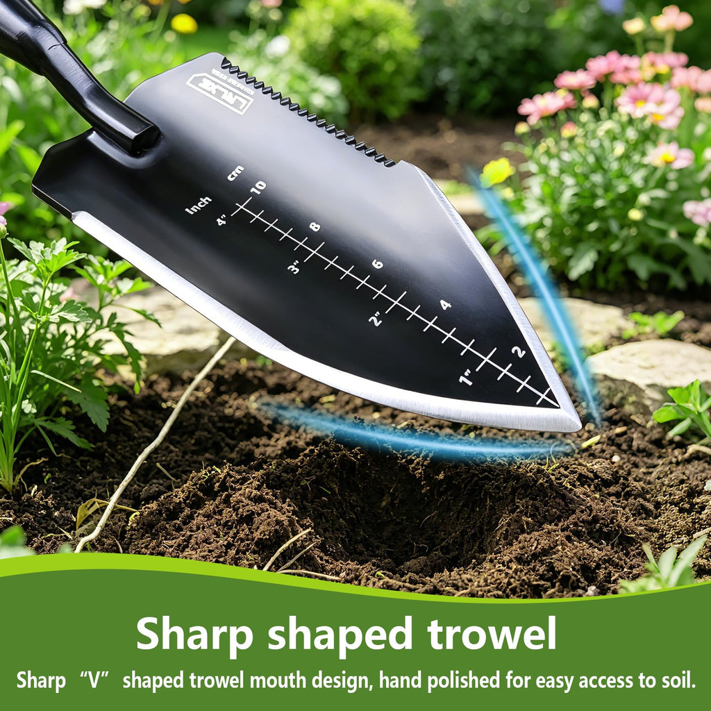 LRLXE Heavy Duty Stainless Steel Garden Trowel, Non Slip Rubber Hand Shovel