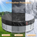 LXKCKJ 15 Ft Round Pool Cover, Solar Pool Covers for Above Ground Pools, Summer Pool Cover Protector with Cover Accessories, PE Tarp Ideal for Waterproof and Dustproof (Black)