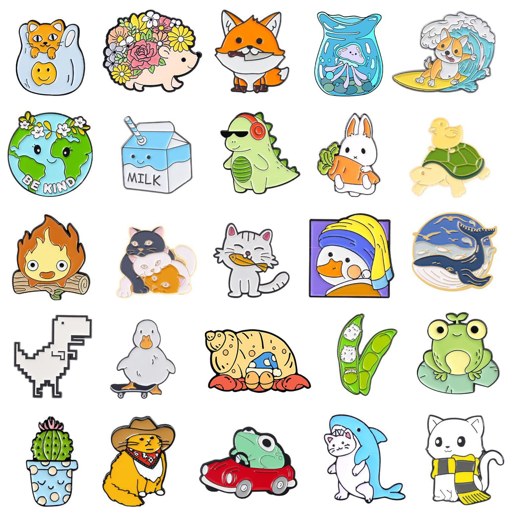 50-Pack Mixed Enamel Brooch Bulk Set,Lapel Badges, Cartoon Plant Enamel Pin Sets, Funny Button Pins Jewelry for Backpack Cloths Hats Jacket Decoration (50 PCS)