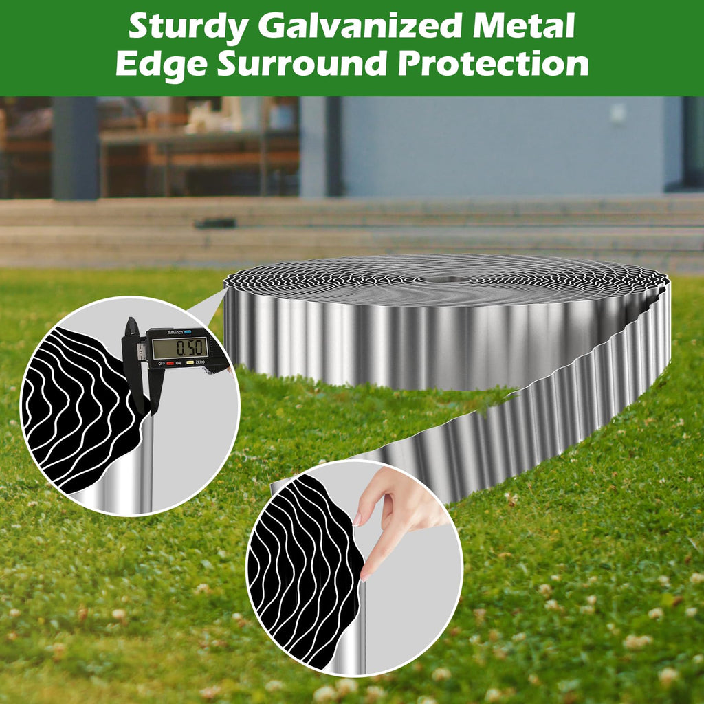 100ft Landscape Edging, 3in Tall Corrugated Metal Garden Border