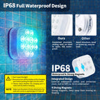 Homly Rechargeable Submersible Pool Lights with Remote, Waterproof Underwater Charging Battery Operated Controlled 16 Color Changing LED with Magnet Floating Lights Pool Pond Decoration 2 Pack