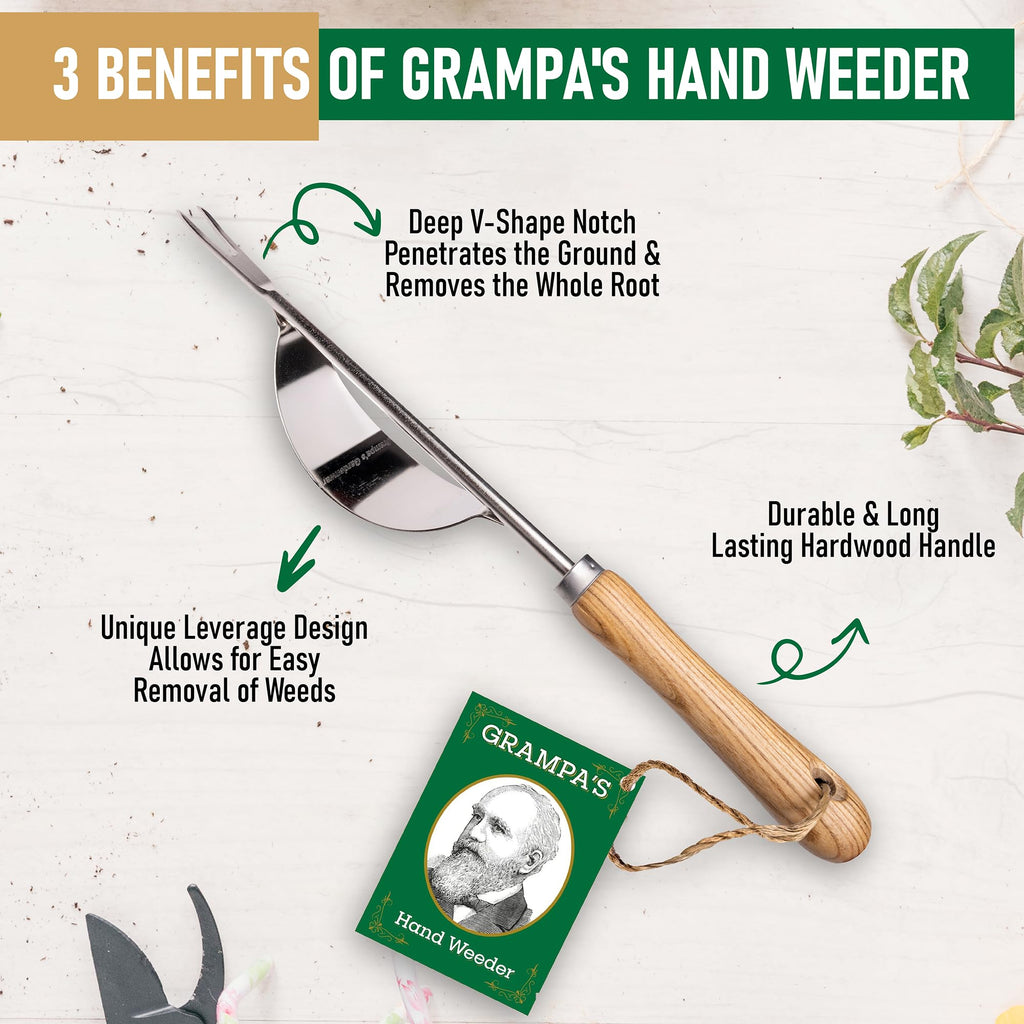 Grampa's Hand Weeder Tool with Lever Design for Easy Weed Removal