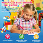 Kids Focus and Attention Supplements with Phosphatidylserine, Omega-3, Magnesium Glycinate, L-Theanine, Folate, Brain Vitamins Liquid Drops for Kids Memory, Cognitive, Sleep & Mood,Strawberry,2 Fl Oz