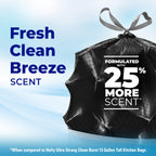 Hefty Ultra Strong Signature Scents 13 Gallon Trash Bags, Fresh Clean Breeze Scent, Tall Kitchen Trash Bags with 25% More Scent Technology, Blackout, 80 Count