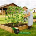 Amoskey Cucumber Trellis for Raised Beds, Cucumber Trellis for Climbing Plants Outdoor, with Garden Netting and Plant Clip, Metal Arch Garden Trellis Ideal for Cucumbers, Tomatoes, and Flowers