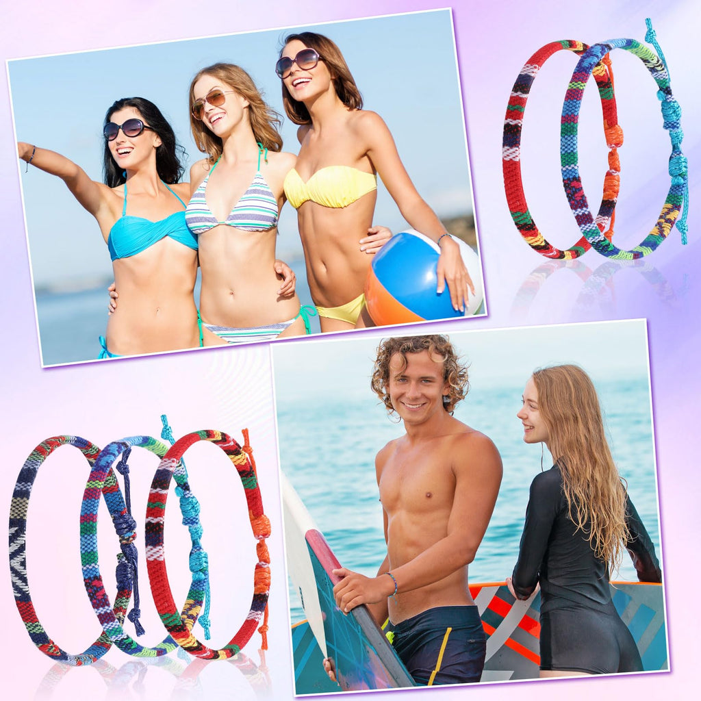 Kigeli 200 Pcs Boho Surfer Bracelets Bulk for Men Women Unisex Handmade Braided Bracelet Adjustable Surfer Ankle Waterproof Beach Bracelet String Rope Jewelry for Adults Teen(Mixed Color)