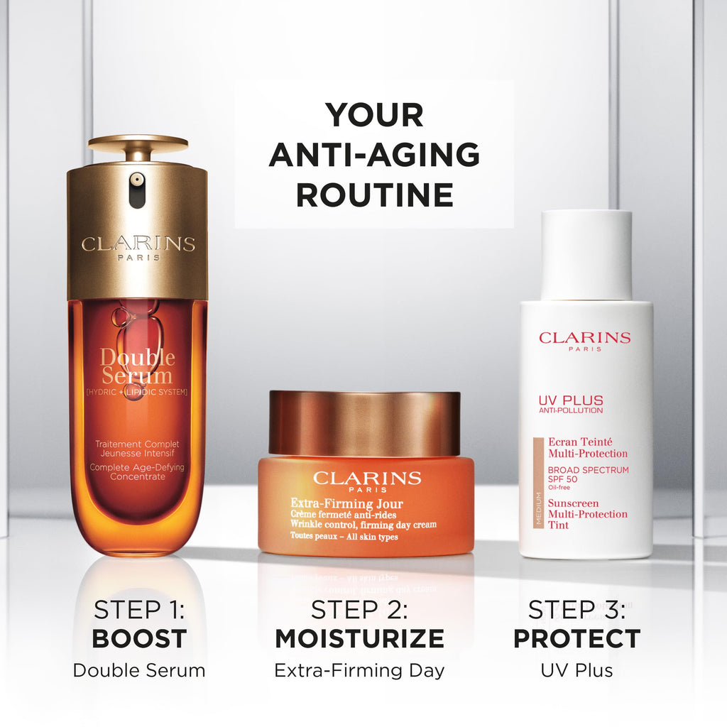 Clarins UV Plus Anti-Pollution, Broad Spectrum SPF 50 Tinted Face Sunscreen | Sheer Finish | Lightweight and Oil-Free | Triple Protection From UVA/UVB Rays, Free Radicals and Pollutants | Shade Light