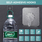 Lahedomege 28 Pack Sticky Hooks for Hanging Heavy Duty, Wall Hooks Adhesive, Clear self Adhesive Hooks for Wall, Kitchen, Bathroom, Shower & Ceiling