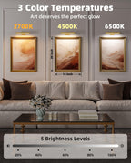 EZVALO Picture Light for Wall, Rechargeable 2400mAh Battery Lights Wireless with IR Remote, 3 Color & Dimmable Magnetic 7.87'' LED Lights Display for Painting, Living Room, Gallery, Bedroom(Gold-3P)