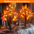 TURNMEON Fall Decor 2 Pack 24 Inch Prelit Fall Maple Tree 48 LEDs Timer