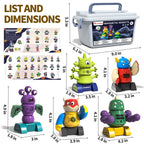 BLmukce Magnetic Robot Toy for Kids 3-5, 35 PCS STEM Educational Playset with Storage Box, DIY Stacking Monster Robots, Kids Creative Alien Toys Gift for Boys Girls (Christmas Birthday)