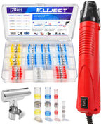 Kuject Mini Heat Gun, 120PCS Solder Seal Wire Connectors Kit, 350W Dual-Temp Heat Gun for Shrink Tubing, Waterproof Heat Shrink Wire Repair Kit with Solder Stick for Marine Automotive Truck, AWG 26-10