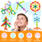 NiToy Building Blocks Educational Toy - 300PCS Snowflake Stem Construction Set for Kids 3+, Safe Non-Toxic Storage Case, Learning Gifts for Boys Girls, Multi-Color