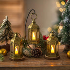 Hewory 10PCS Gold Mini Lanterns for Party Decoration, Flickering LED Candle